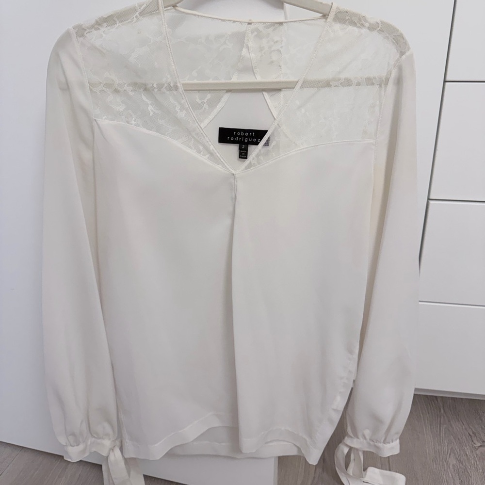 Robert Rodriguez Lace Accent Blouse S